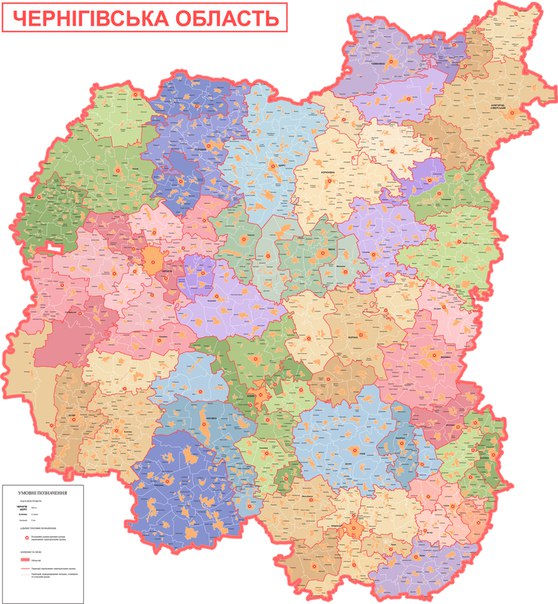 Карта черниговской области с населенными пунктами подробная